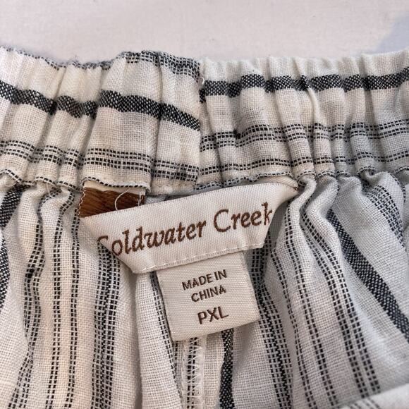 Coldwater Creek Women's Ivory Striped Linen Cropped Pants Size PXL Coastal Boho - Picture 5 of 11